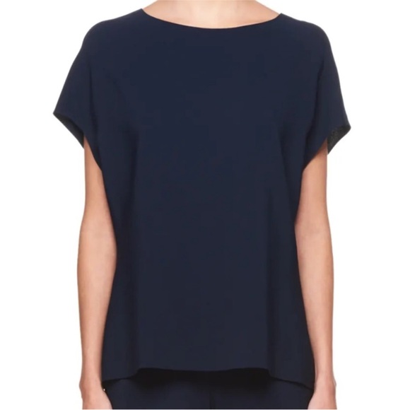 The Row Idie Top Blouse Black Short Sleeve Crepe Round Neck Large - Picture 1 of 9
